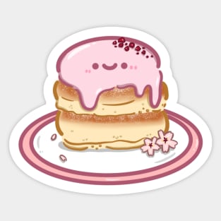 Kawaii japanese sakura fluffy souffle pancake design sticker Sticker